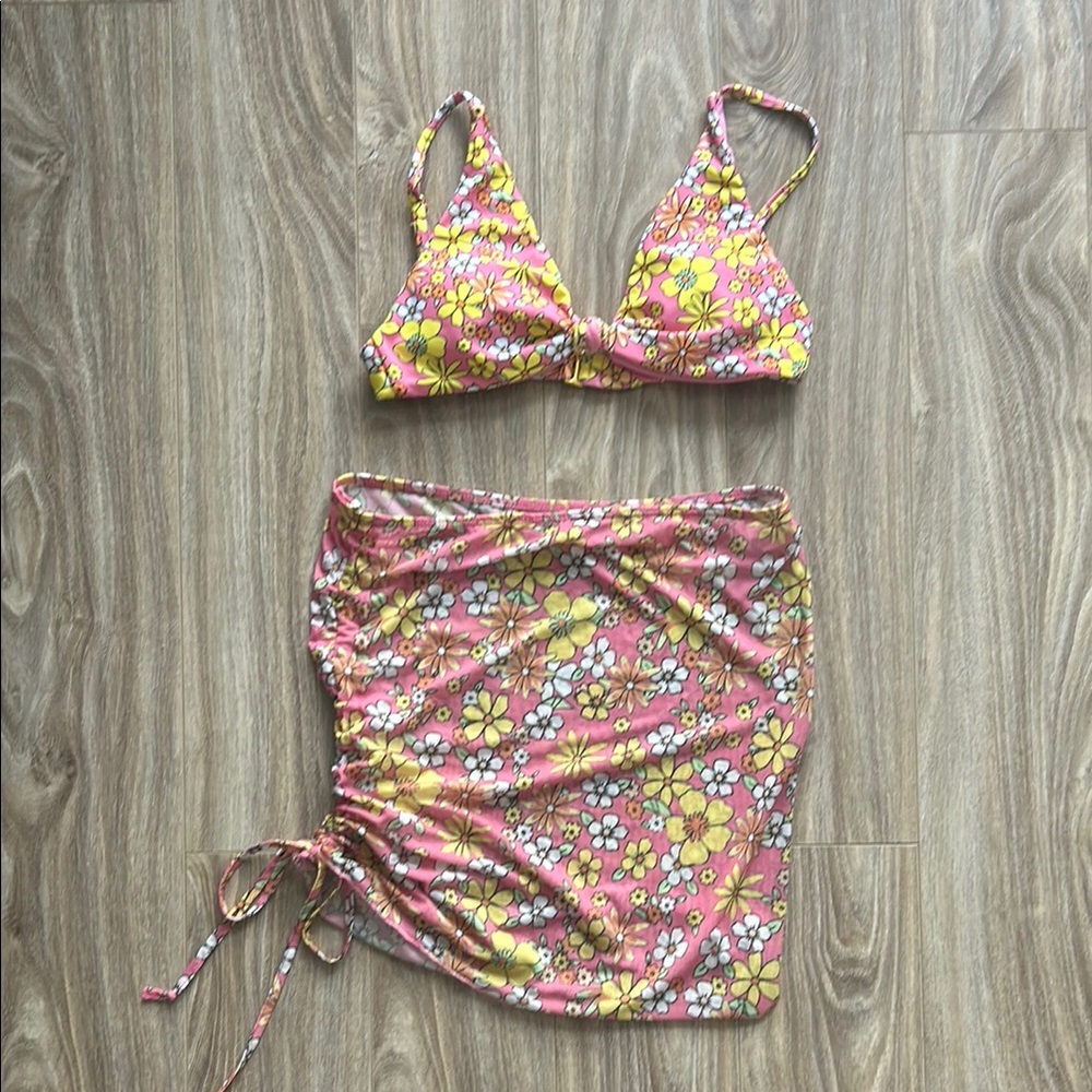 Cyn and Luca Floral Bikini Top with Skirt